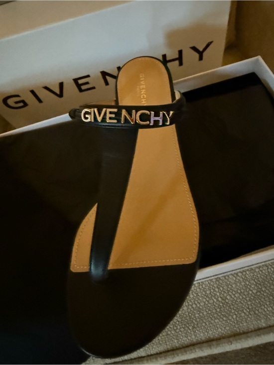 Givenchy Shoes - Givenchy Black and Tan Logo Toe-Ring Sandal